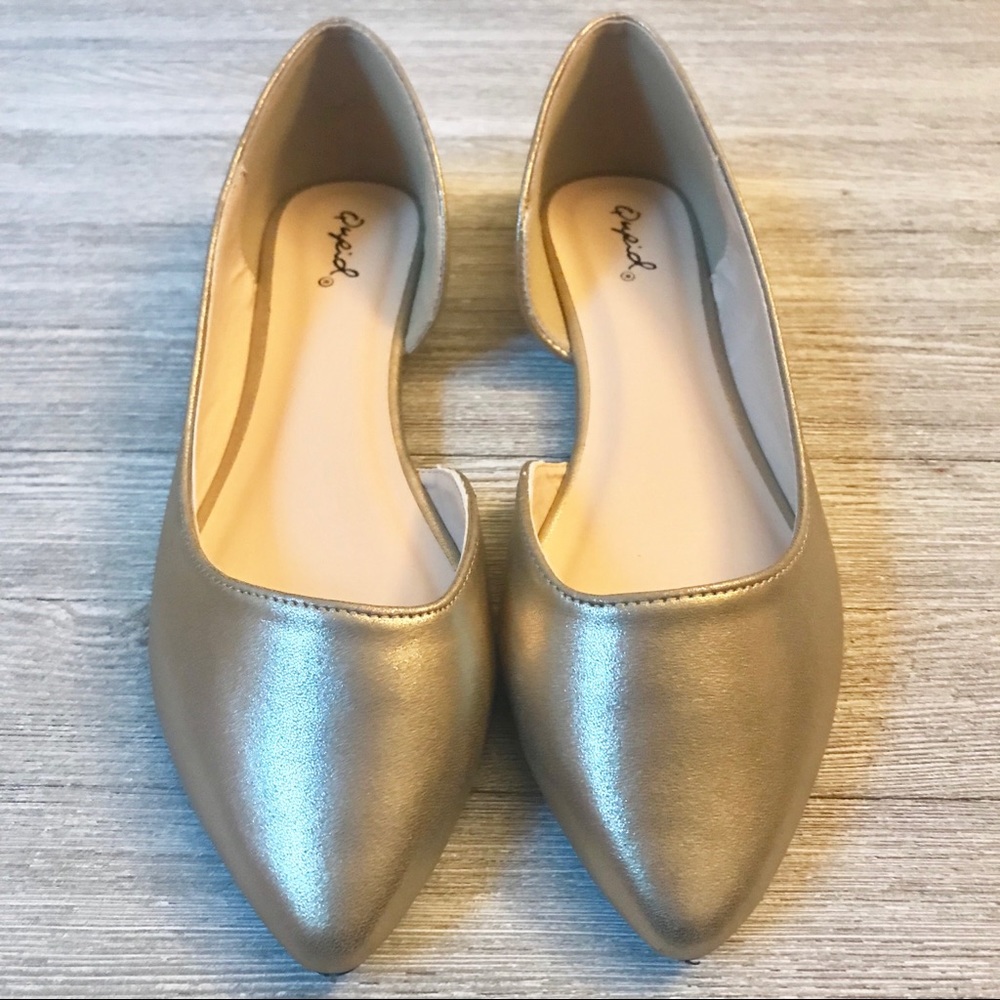 Gold D’Orsay flats almond toe 8.5 8 new in box
